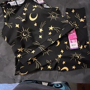 POP Fit Kids Pajama Set - Black and Gold Celestial Design
